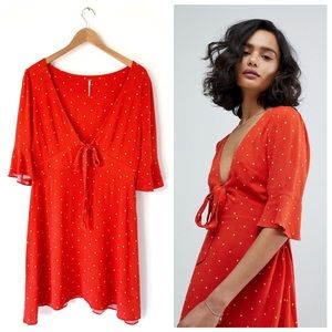 SOLD Free People | Orange Polka Dot Mini Dress